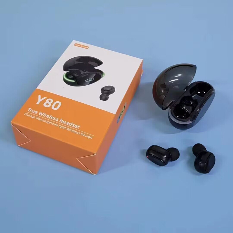 Nouveau produit casques sans fil mains libres Led casque antibruit de sport écouteurs intra-auriculaires de jeu Tws Y80 écouteurs tactiles