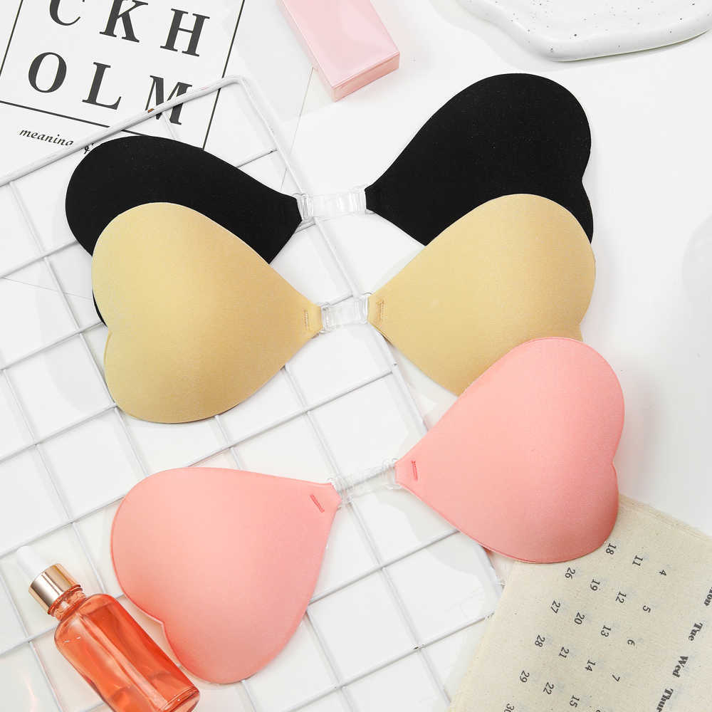 Bras VKME Sexy Invisible Silicone Bra Women Push Up Love Heart Strapless Adjustable Paste Bra Reusable Sujetador Bra P230417