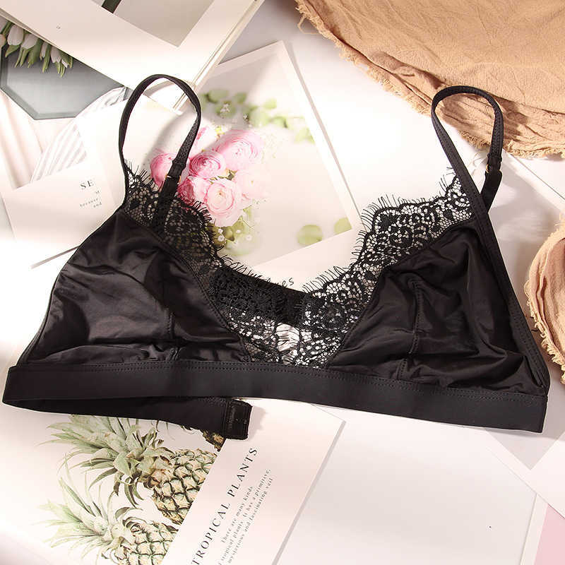 Bras Sexy Bralette Cinelah Lace Bra Mulheres finas Brassiere Wireless Roufey Feminino 3/4 de xícara de lingerie cetim Bralet P230417