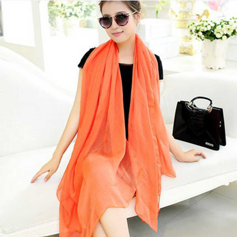 Sonnenschutzkleidung Mode Einfarbig Damen Chiffon Schals Reisen Urlaub Strand Schals Wraps Capes Damen Sommer Langer Sonnenschutz Schal 165x86cm P230418