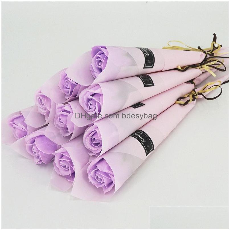 Decorative Flowers & Wreaths Single Carnation Artificial Rose Scented Bath Soap Flower Bouquet For Wedding Valentines Mothers Teacher Dhnom