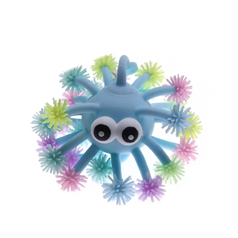 5 Inch Fidget partys Toys Convex Eye Luminous Hedgehog Multi-Head Octopus Glowings hed sea urchin. LED glowing ball toy that can be thrown freely on the finger