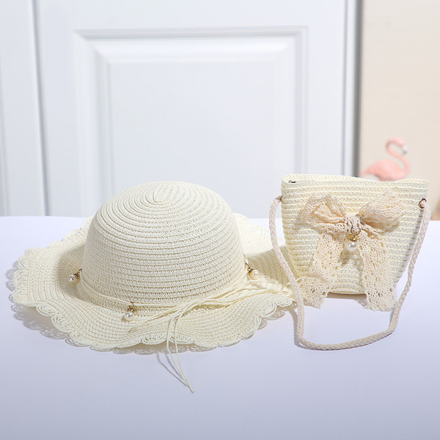 Zonnebrandcrème voor kinderen Peplum rand Straw Hat Set Set Beach Visor Large Bim Sun Hat Travel Hat Everything Hat