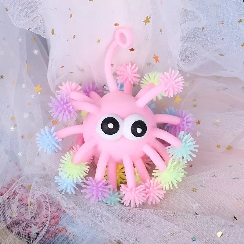 5 Inch Fidget partys Toys Convex Eye Luminous Hedgehog Multi-Head Octopus Glowings hed sea urchin. LED glowing ball toy that can be thrown freely on the finger