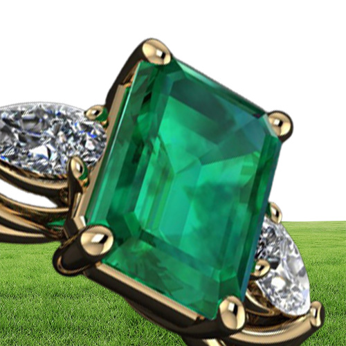 Joyas de oro de 14k anillo de esmeralda verde para mujeres Bague Diamant Bizuteria anillos de pura piedra preciosa esmeralda anillo de oro de 14k para hembras y9214623