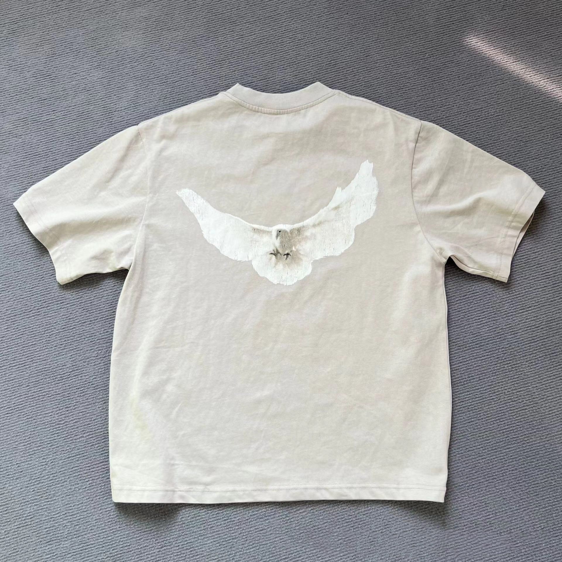 Erkek Tasarımcı T Shirt Tshirt Tasarı Gömlek 260g Ağırlık Pamuklu Çift Erkek Kadın Unisex Güvercin Desen Toptan 2 Parçası% 5 İndirim