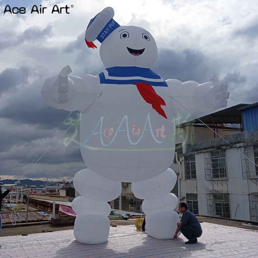 Globo inflable gigante del personaje de dibujos animados del Cazafantasmas Stay Puft Pop Up Marshmallow Man con pancarta extraíble para decoración o publicidad