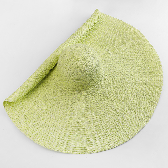 70cm Oversized Wide Brim Sun Hat Travel Large UV Protection Beach Straw Hats Women's Summer Floppy Foldable Chapeaux