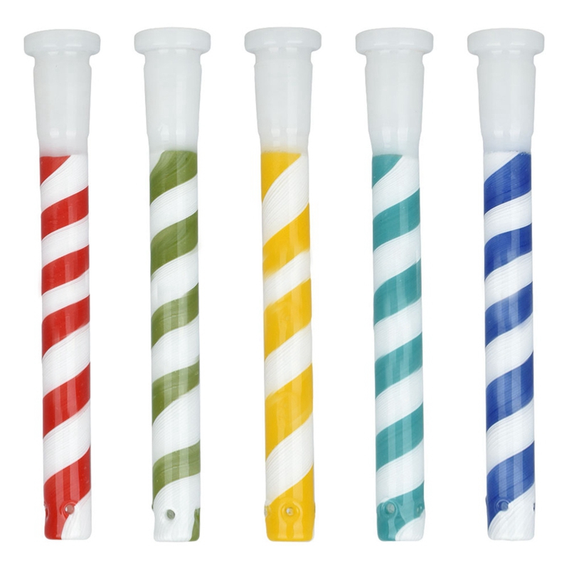 Colorful Stripe Smoking Pyrex Thick Glass Portable Removable Herb Tobacco Waterpipe Filter Bong Down Stem Bong DownStem Bowl Hookah Shisha Cigarette Holder