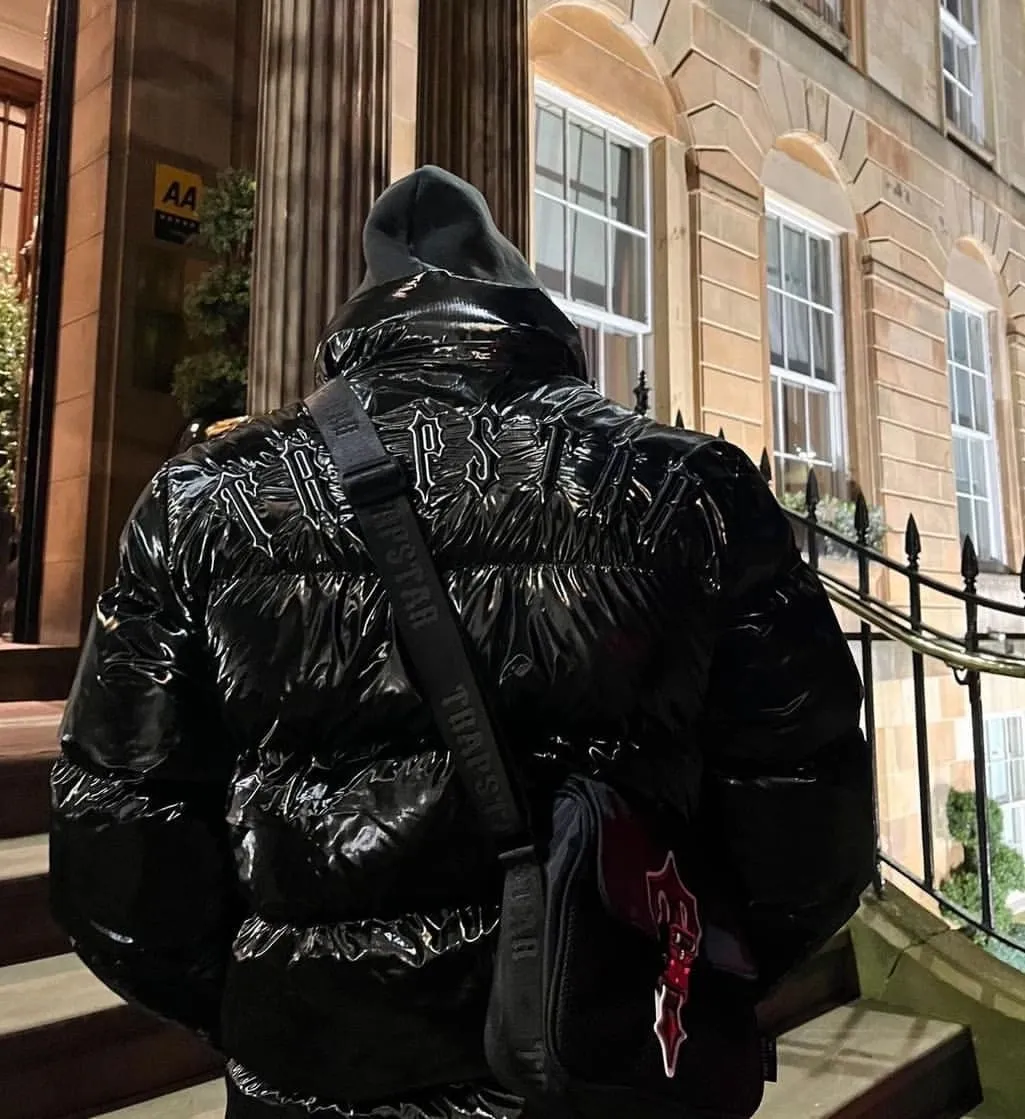 Trapstar London Trap Down Jacket Parka Uomo Donna Luxury Brand Piumino ricamato nero lucido