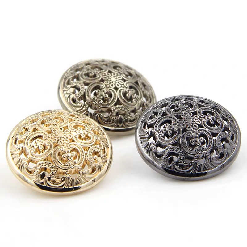 Button Hair Clips Barrettes European Retro Hollow Carved Golden Buttons for Clothing Handmade DIY Blouse Buttons Sewing Accessories Vintage Jacket Buttons