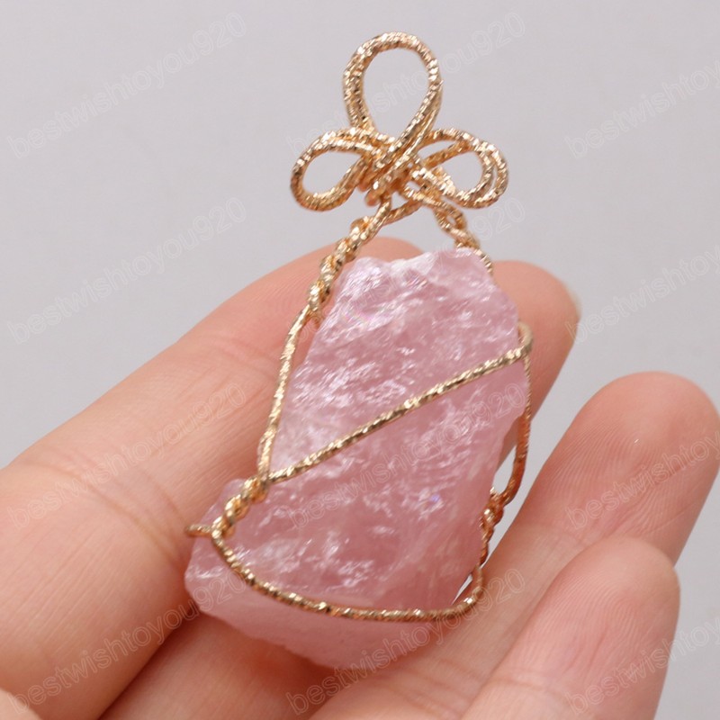 Ametyst Rose Quartz cytrynowy kamień naturalny Nieregularna biżuteria wisząca Making