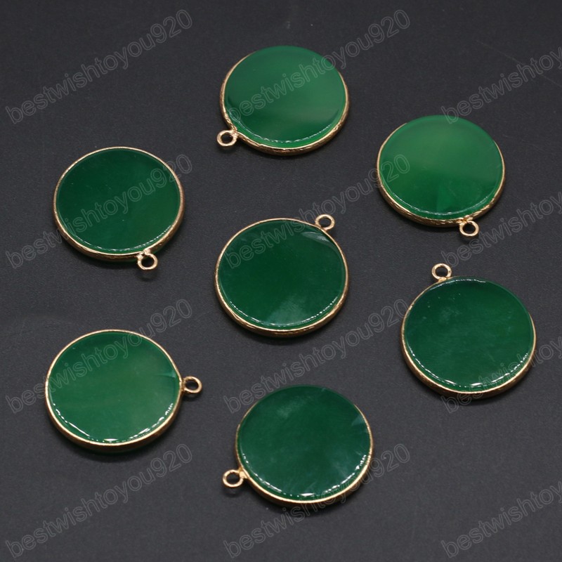 27x31mm jade redonda pendente de pedra natural artesanato jóias que fabricam acessórios de brinco de colar de colar de diy decoração de festas de charme para festas