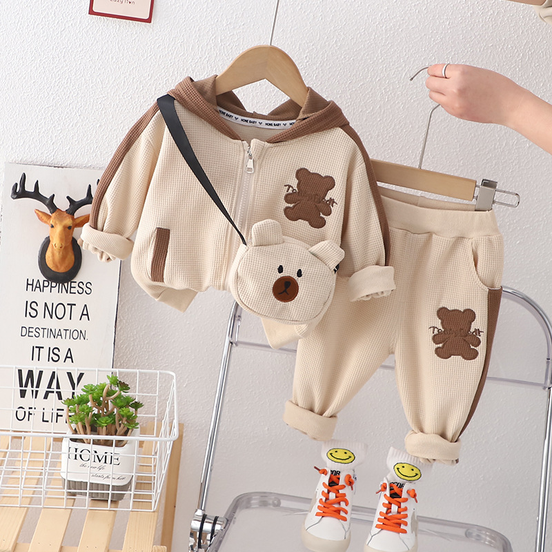 Toddler Baby Girl Clothes Set Kids Boys Outfit Coats Pants Bag Boys Clothes Set Spring Children Tracksuits