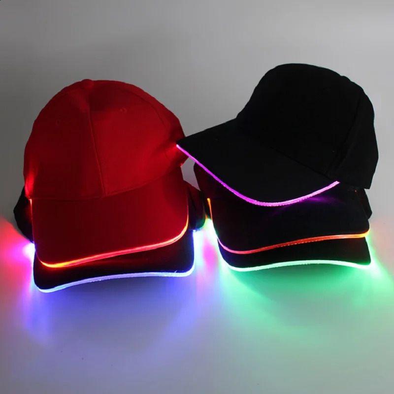 볼 캡 패션 플래싱 야구 캡 조절 가능한 LED 조명 힙합 빛나는 모자 KTY 바 파티 스포츠 재미 이벤트 야간 조명 231118