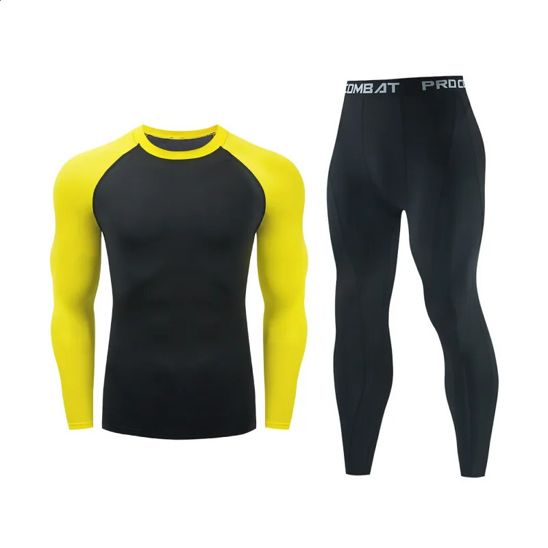 Survêtements pour hommes Sous-vêtements thermiques Ensembles de sport T-shirt de compression à séchage rapide pour hommes T-shirt à manches longues Collants Leggings Survêtement de sport 231118