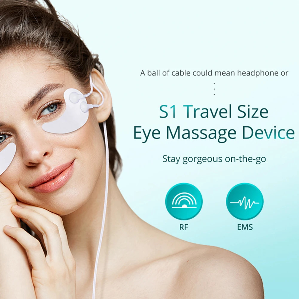 Masseur pour les yeux Masque électrique à microcourant RF Mini Patch Hydrogel EMS Appareil de massage Réduire les rides Poches Cernes Sacs Outils 231118