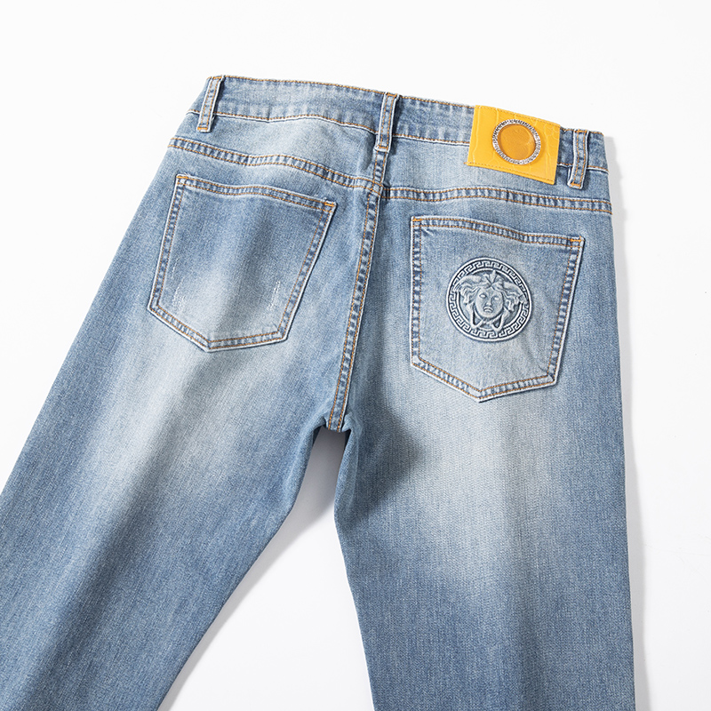 Jeans pour hommes printemps été mince coupe ajustée marque européenne américaine haut de gamme petit pantalon droit Double F Q9550-3