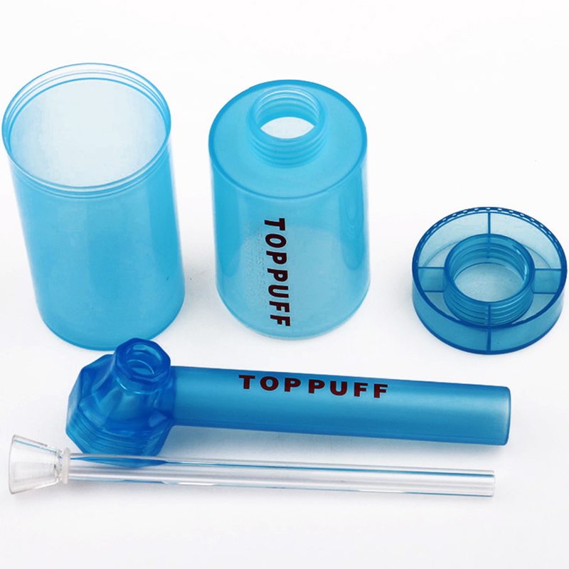 Top puff Acrylic Hookah Bong jar Water Pipe Filter Chamber Toppuff 214mm Height Travel Smoking Pipes Portable Device