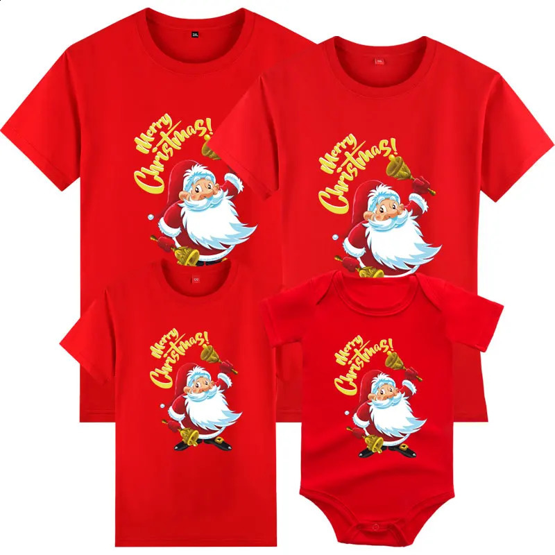 Одинаковые комплекты для всей семьи, рождественская одежда, футболка для мамы, папы, дочки, сына, ребенка, красный подарок на год Санта-Клауса 231118