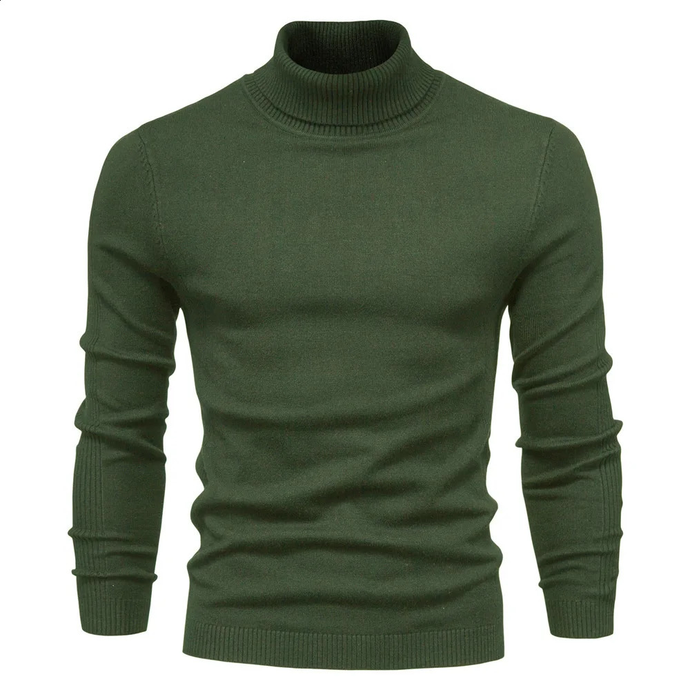 Herrtröjor Solid Color Sweater Pullover Half Turtleneck Autumn Winter Men Casual Fashion Knit Högkvalitativ lyxkläder 231118