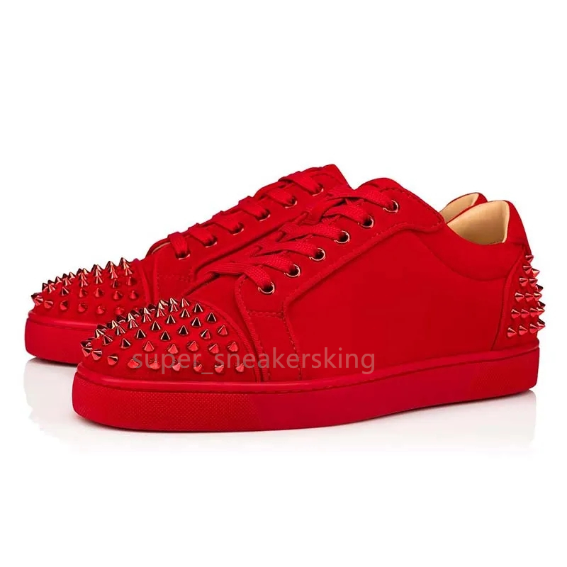 Red Bottoms Designer Chaussures Hommes Femmes Mocassins Rivets Bas Studed Noir Sude Blanc Avec Trous Baskets Baskets Avec Boîte Taille 35-47