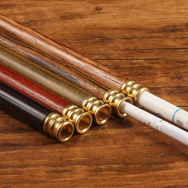 Rookpijpen 20 cm lang zwarte palissander vast houten sigarettenhouder, grof doel en fijne rookcirculerend en wasbaar filter