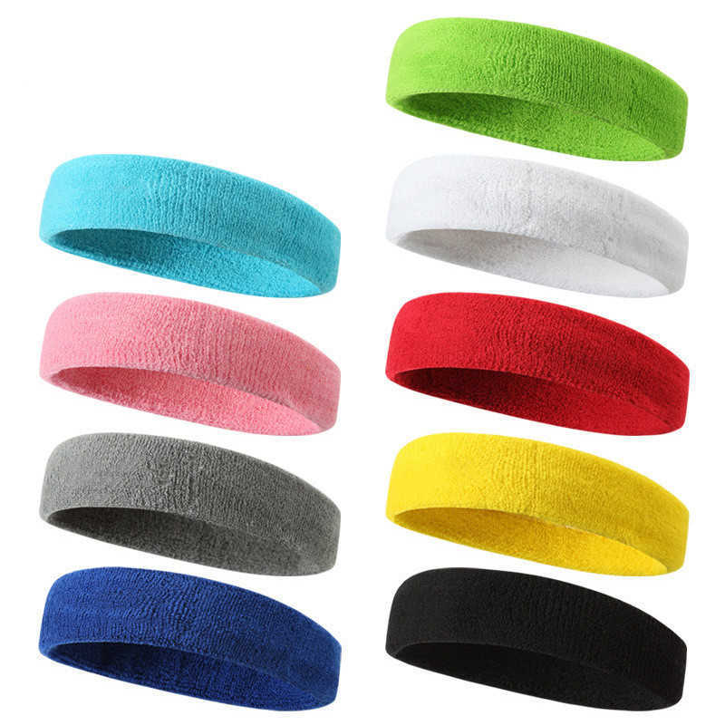 Headbands Unisex Sport Cotton Sweatband Headband for Men Women Yoga Hairband Gym Stretch Head Bands Strong Elastic Fitness Basketball Band Y23