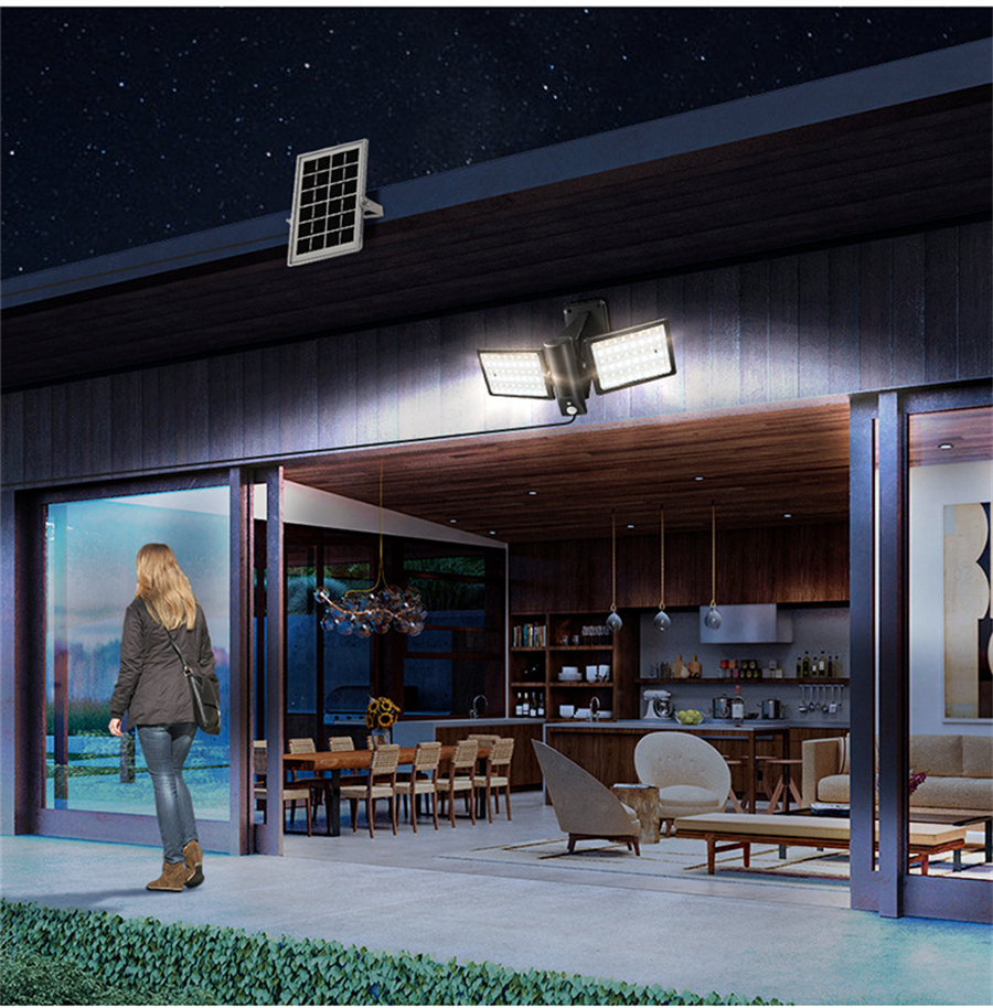 Lâmpada de parede externa luz solar com troca de 3 cores 96led garden street lumin paisagem sensor de movimento leve, controle remoto inundação llight spotlight split painel solar