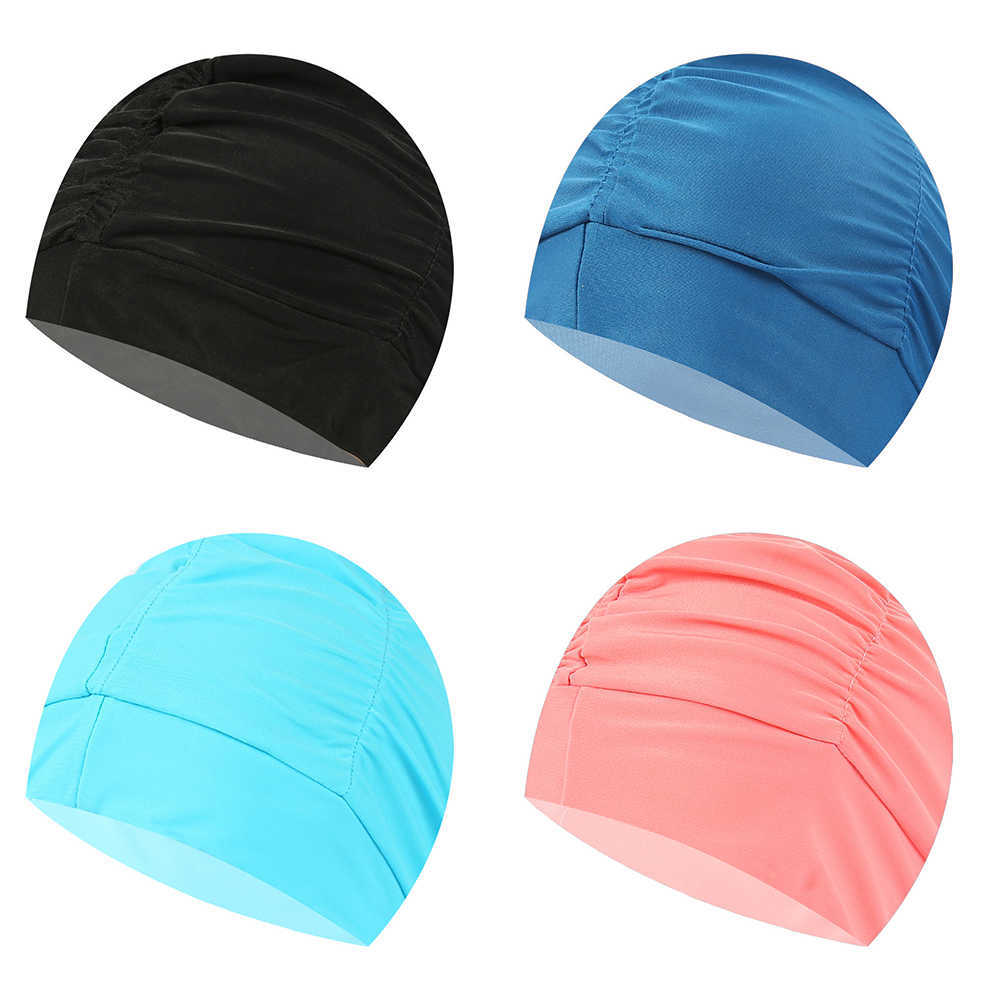 Bonnets de bain SPA plissé adapté aux adultes et aux hommes sport élastique doux cheveux longs bonnet de douche d'été accessoires de piscine surdimensionnés P230531