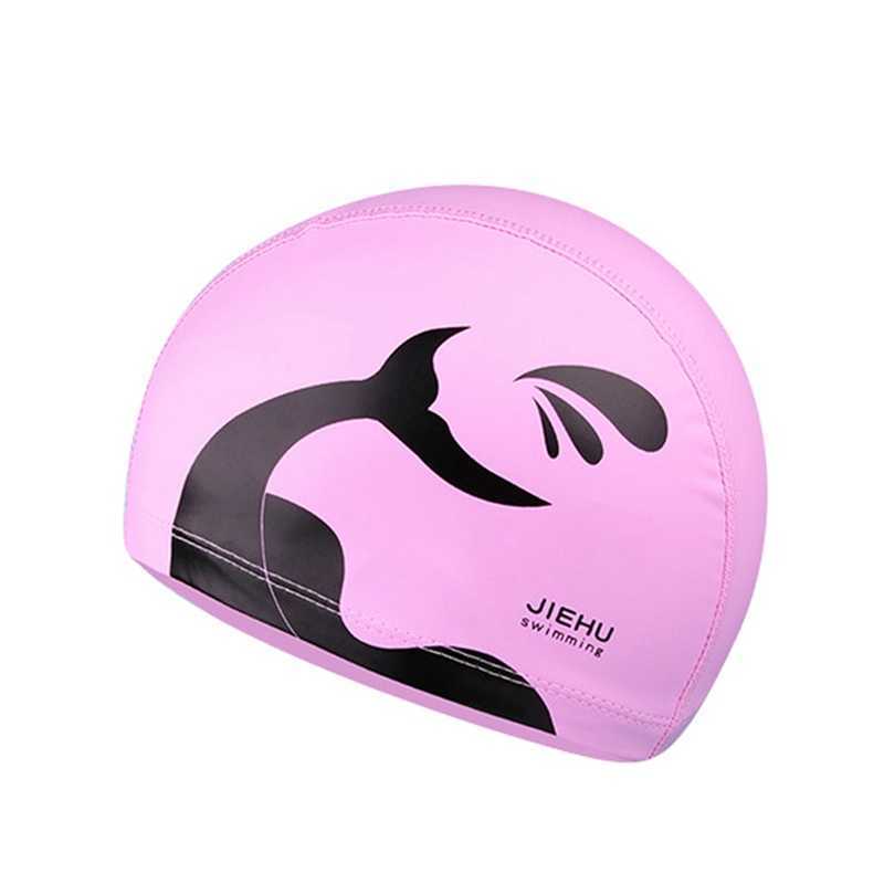 Swimming caps Elastic Waterproof PU Fabric Protect Ears Long Hair Sports Swim Pool Hat Swimming Cap for Men Women Solid Color P230418