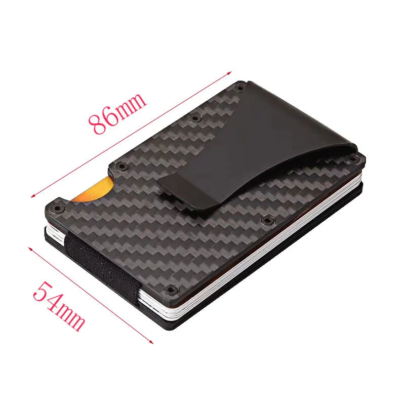 Черное углеродное волокно Money Clip Party Part RFID -блокировка кошелька Slim Design Design Credit Card Владелец идентификатор идентификатор E0420