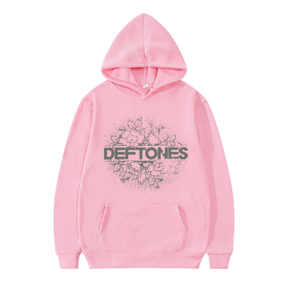 Sudaderas con capucha de los hombres Sudaderas Moda Punk Metal Rock Band Deftones Sudadera con capucha Estampado floral Sudadera Hombres Mujeres Vintage Casual Pullover Streetwear Parejas