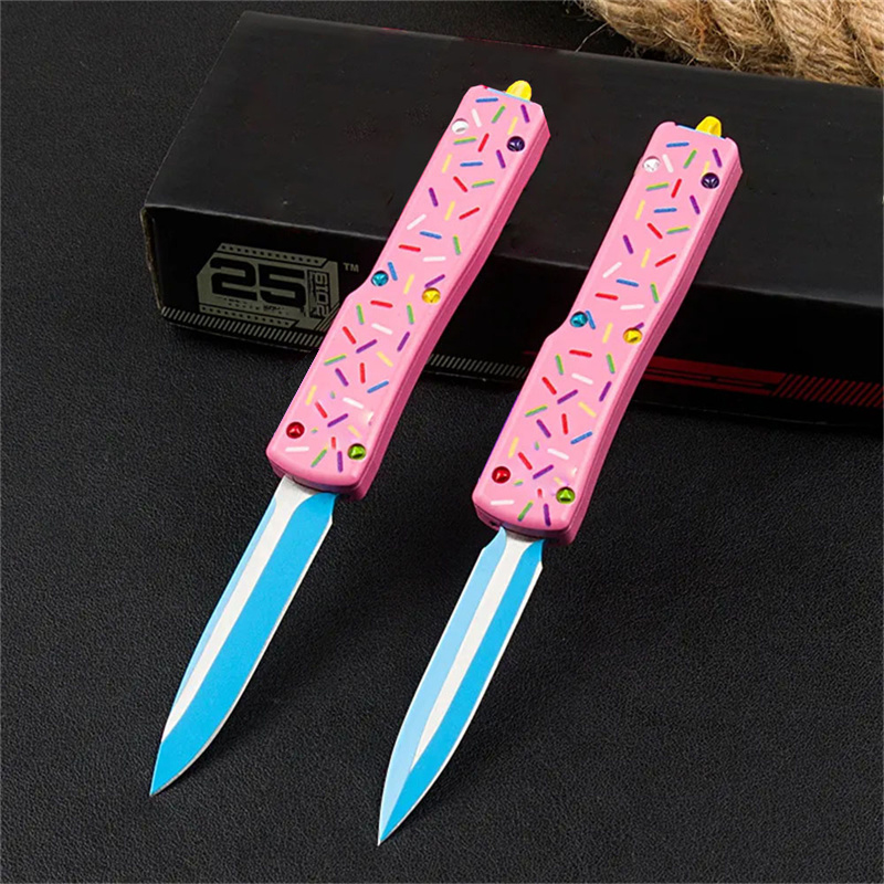 Higher Quality UT Automatic Tactical Knife Dessert Warrior D2 Blade Donut Aluminum Handle EDC AUTO Outdoors Hunting Self Defense Survival Tools Knifes 5370 940 3300