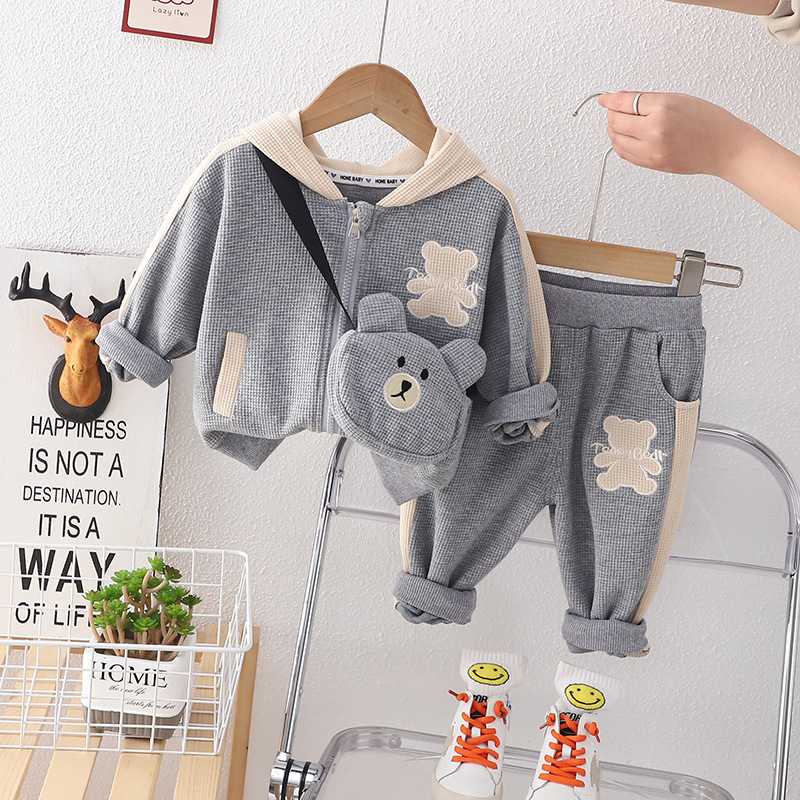 Toddler Baby Girl Clothes Set Kids Boys Outfit Coats Pants Bag Boys Clothes Set Spring Children Tracksuits