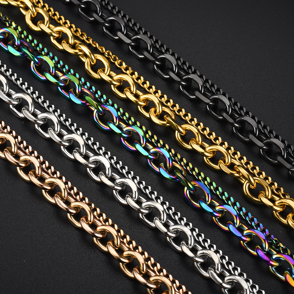 Homens clássicos mulheres cadeias duplas designer de aço inoxidável pulseiras criativas de pulseiras criativas de joias para fêmeas masculinas