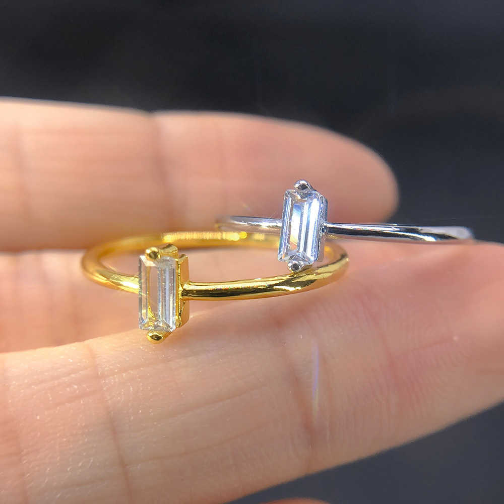 Bandringar Fashion Designer Geometric Zirconia Rings for Women Thin Minimalist Dating Marriage Tennis Gold Color Ring Trendy Jewelry Kar185