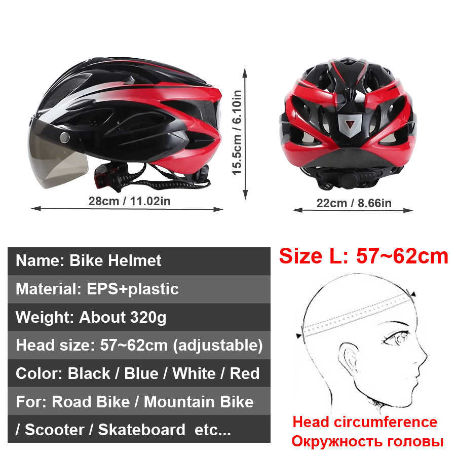 Casques de cyclisme NEWBOLER ultra-léger cyclisme casque de sécurité en plein air moto vélo feu arrière casque amovible lentille visière vtt route casque de vélo P230419