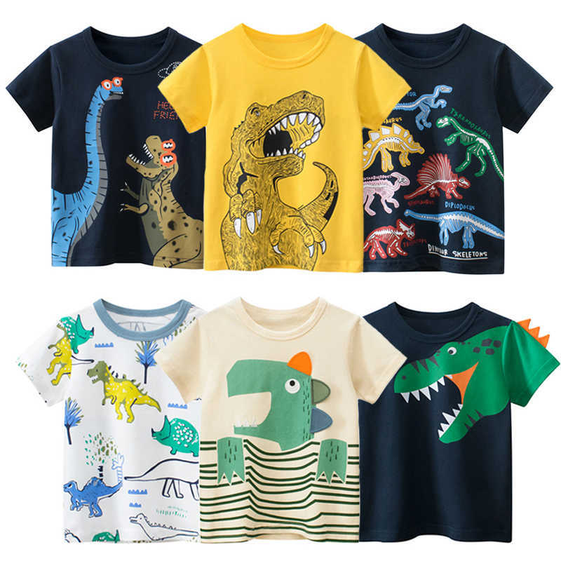 T-shirts Garçons Filles T-shirts De Bande Dessinée Enfants Dinosaure Imprimer T-shirt Pour Garçons Enfants D'été À Manches Courtes T-shirt Coton Tops Vêtements 2-8Y P230419