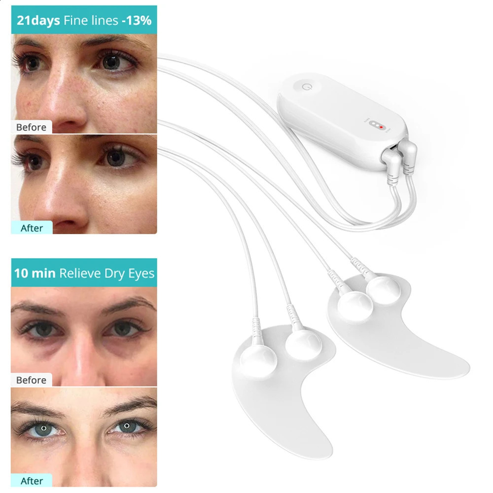 Masseur pour les yeux Masque électrique à microcourant RF Mini Patch Hydrogel EMS Appareil de massage Réduire les rides Poches Cernes Sacs Outils 231118