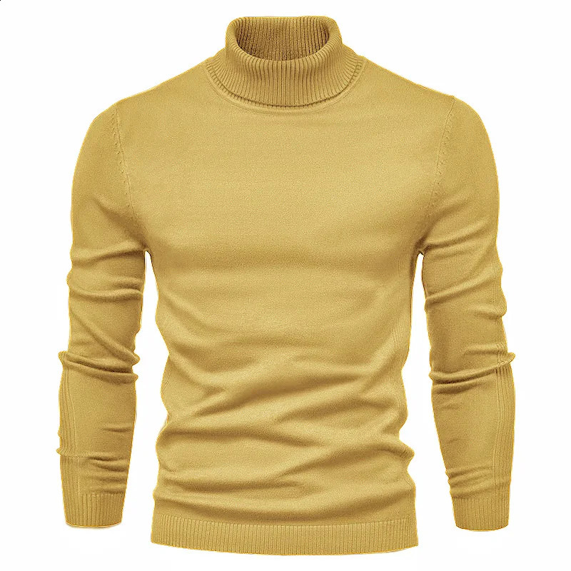 Herrtröjor Solid Color Sweater Pullover Half Turtleneck Autumn Winter Men Casual Fashion Knit Högkvalitativ lyxkläder 231118