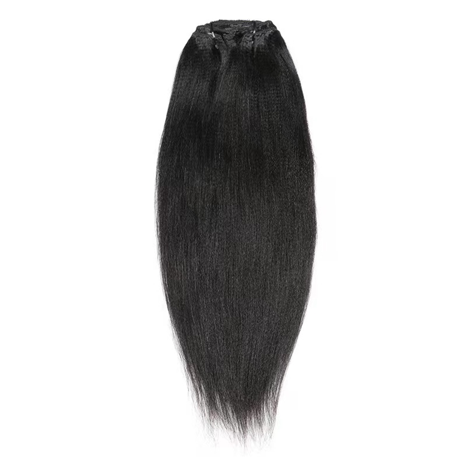 Brazilian Yaki Straight Clip in Human Hair Extensions 120g 8-24 inch Natural Color Clips in