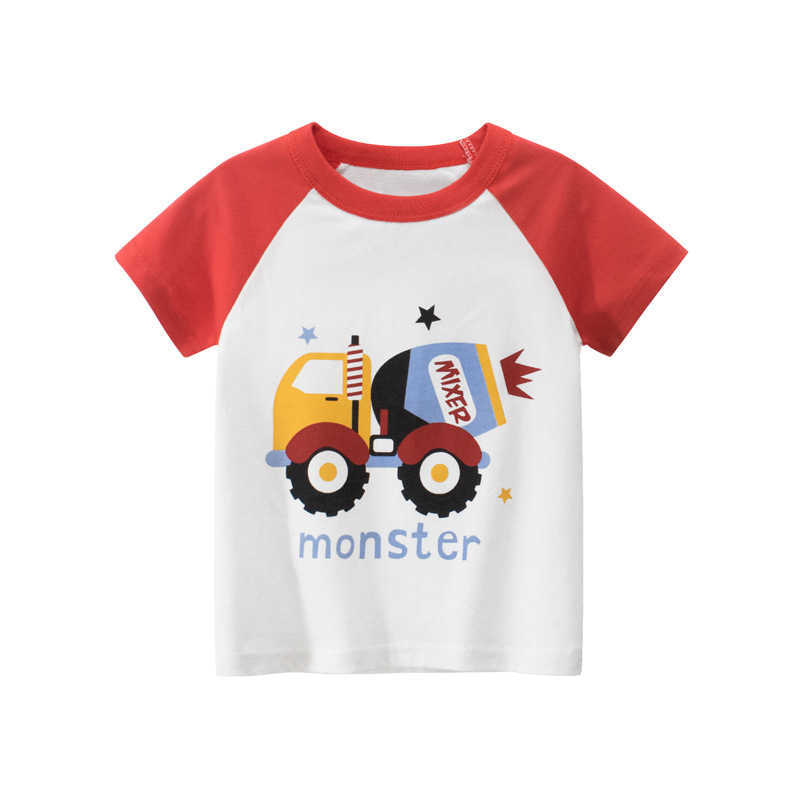 T-shirts Boys T-Shirts 2-9 Years Cartoon Animals Baby Kids Tees Children Cotton Short Sleeves Summer Tops Car Dinosaur Shark Printing P230419