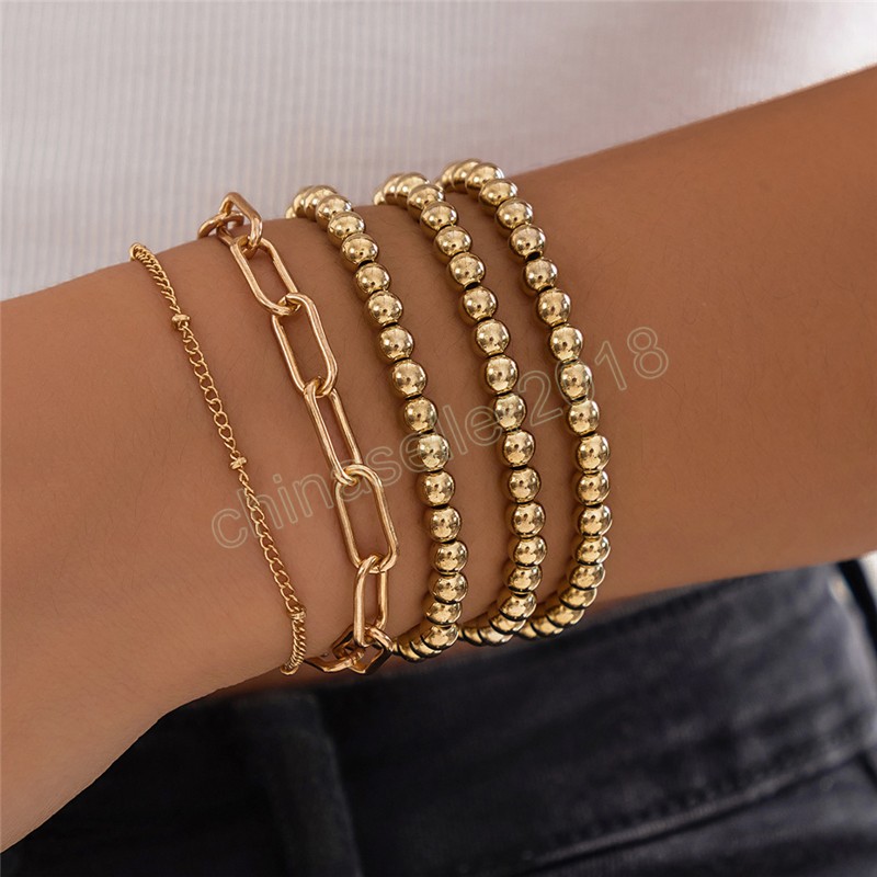 Vintage Big Ball Chain Bracelets on Hand for Women Goth Metal Charm Bangles Pulseras Grunge Jewelry Gift