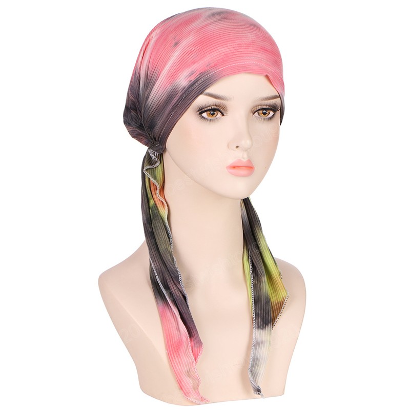 Pre-Legato Turbante Donne Chemio Cap Hijab Musulmano Tappi Interni Perdita di Capelli Copertura Berretti Bonnet Coda Lunga Foulard Cappello Headwrap Caps