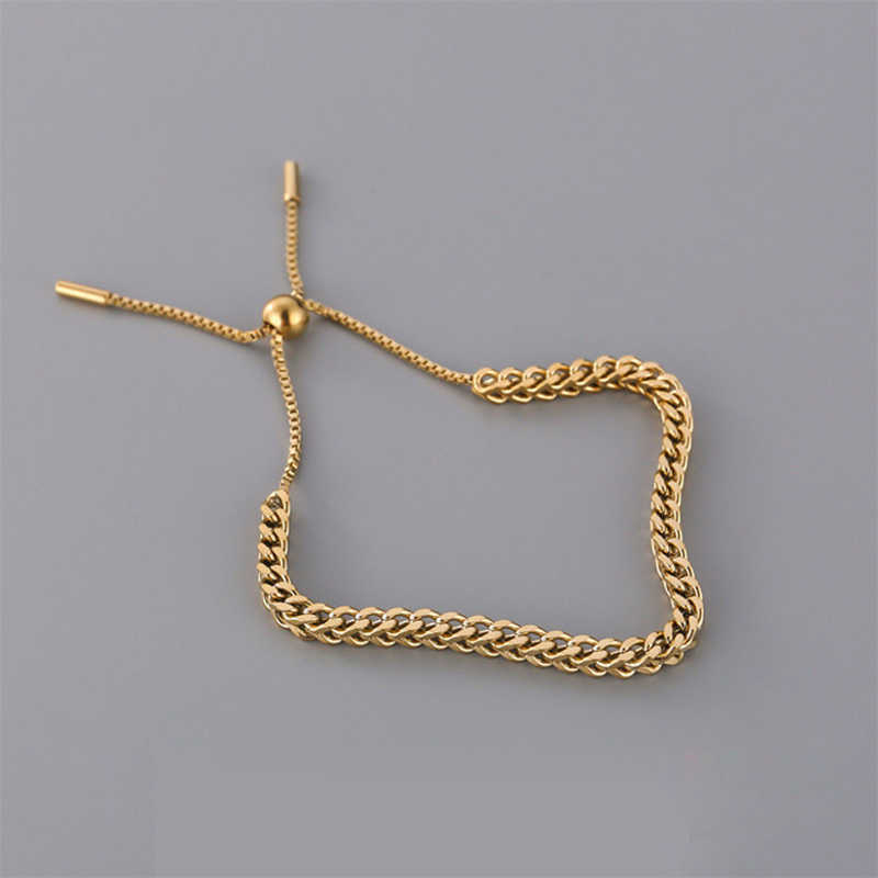Berlockarmband MEYRROYU Rostfritt stål Guld Färg Draw String Armband Trendiga Enkla Armband För Kvinnor Män 2021 Nytt Mode Festsmycken