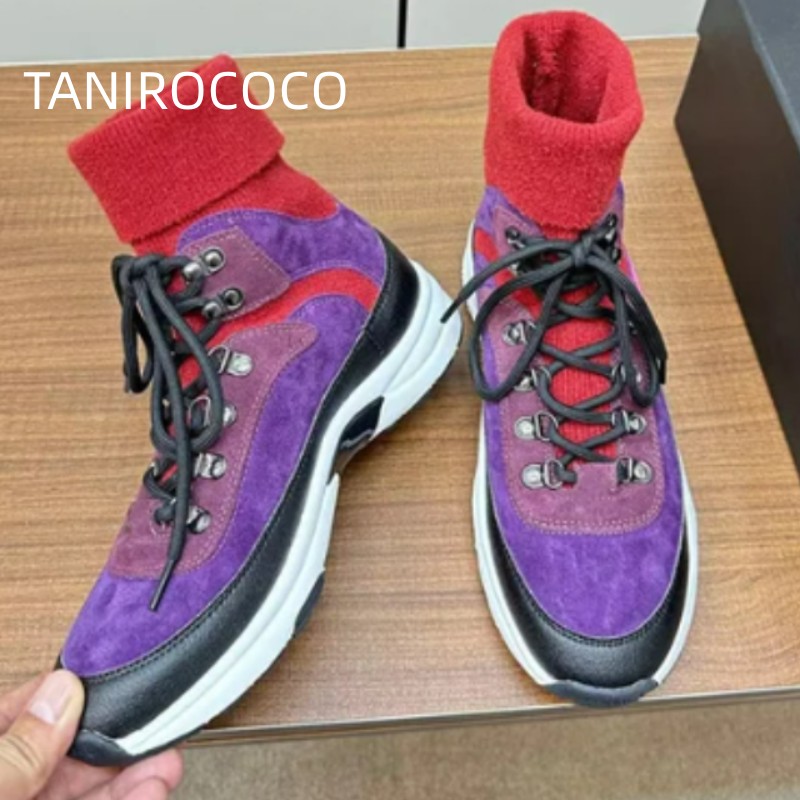 Designer fashion shoes women's senior casual shoes brand sports shoes couple Outdoor shoes boots 35-40 motorized car women's shoes color matching stretch Factory box