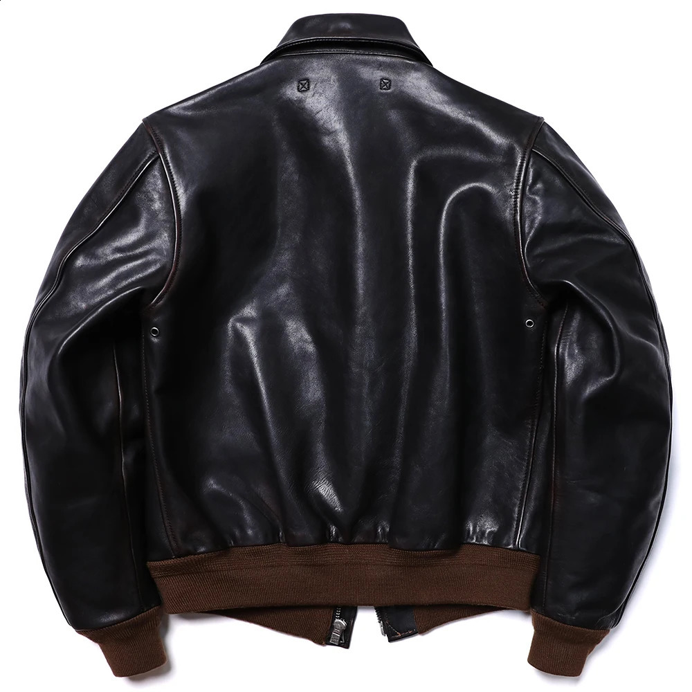 Chaqueta de piel de caballo bicolor de alta calidad tipo A2 clásica de imitación de cuero para hombre abrigo retro de motocicleta de Colth Vintage de la Fuerza Aérea genuina 231118