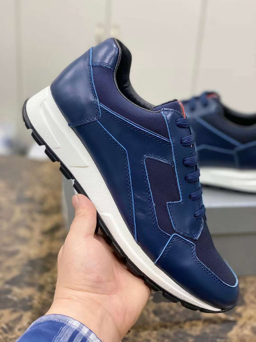 Famoso luxo masculino sapatos casuais fly block tênis de corrida itália clássico elástico baixo topos preto azul couro designer leve tênis esportes caixa ue 38-46