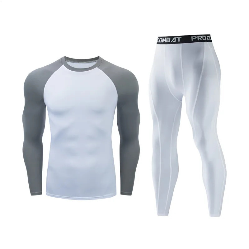 Survêtements pour hommes Sous-vêtements thermiques Ensembles de sport T-shirt de compression à séchage rapide pour hommes T-shirt à manches longues Collants Leggings Survêtement de sport 231118